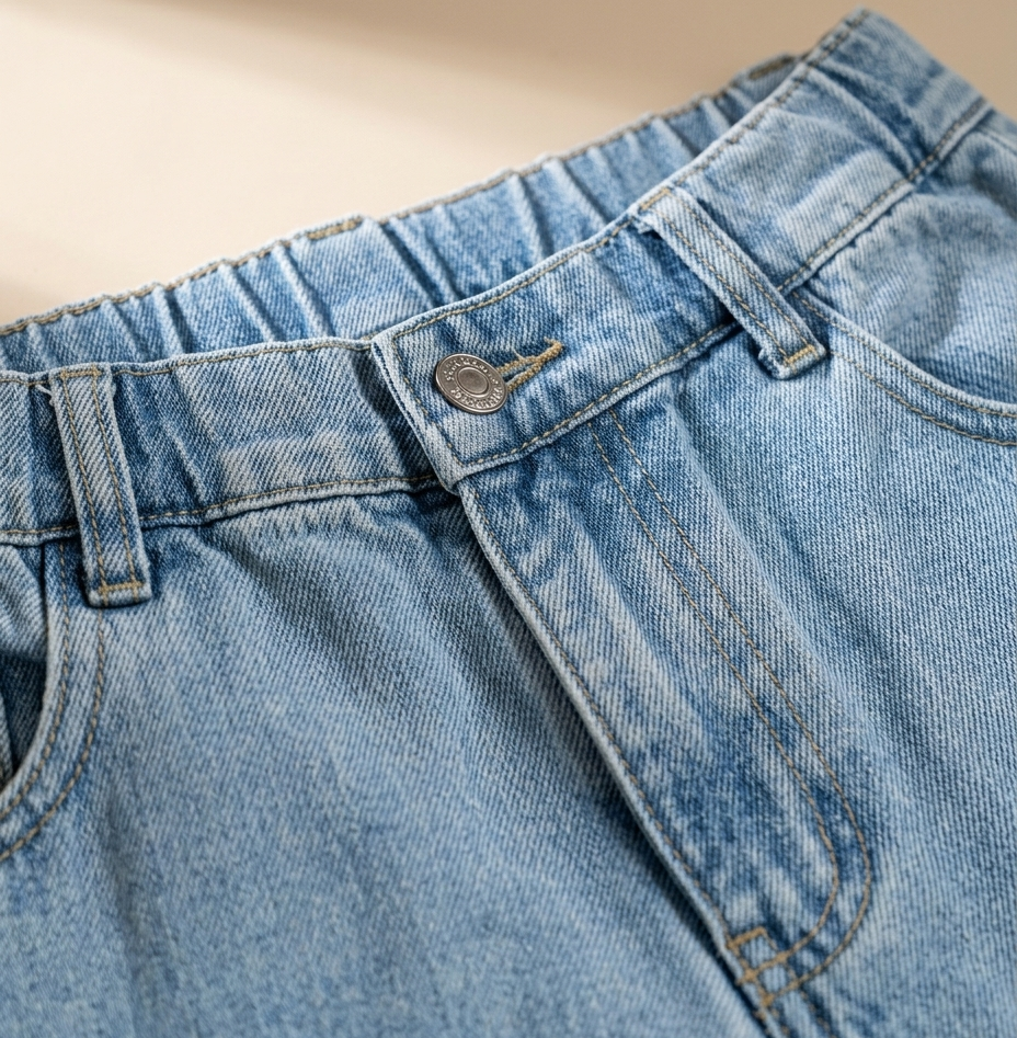 Girls Light Wash Straight Leg Denim Pants