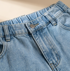 Girls Light Wash Straight Leg Denim Pants