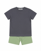 Boys Burger Print T-Shirt & Shorts Set with Matching Sling Bag