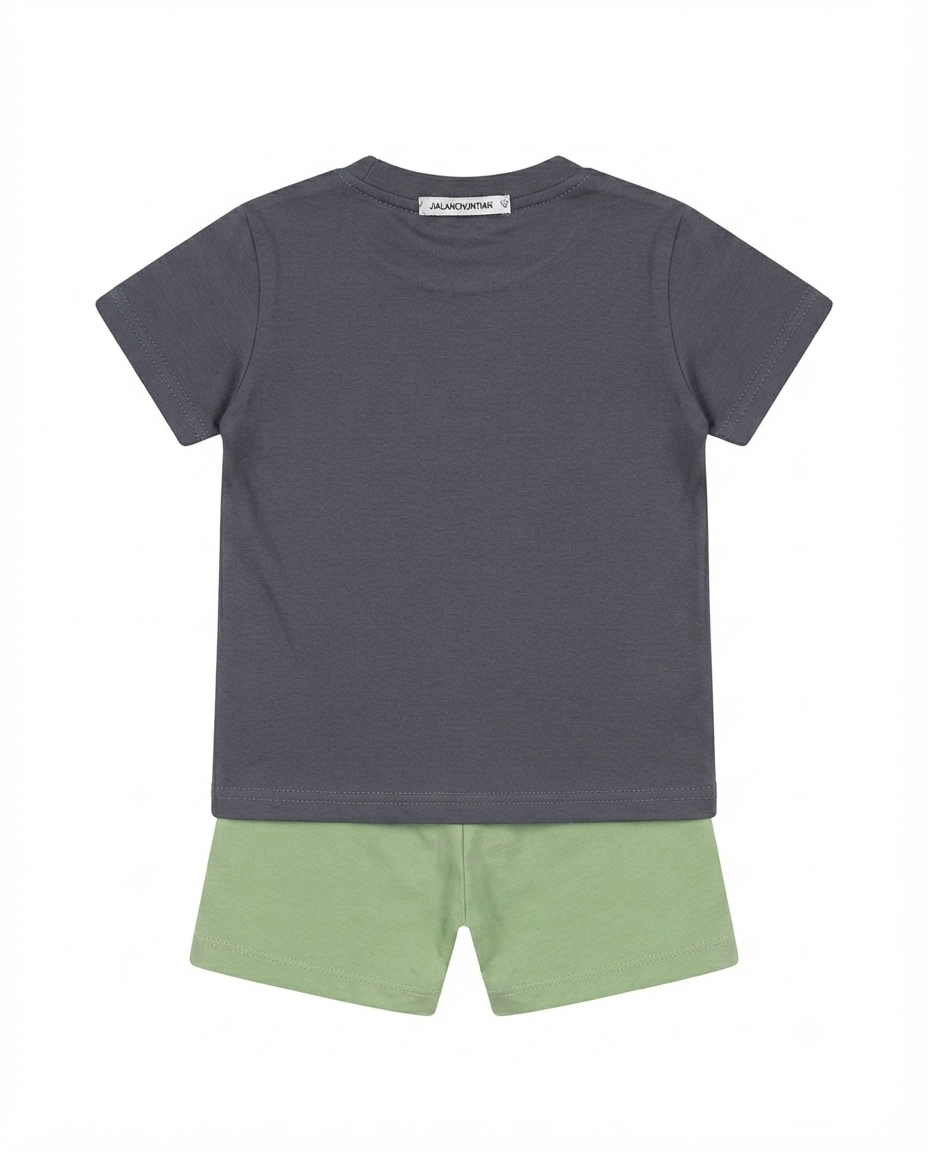 Boys Burger Print T-Shirt & Shorts Set with Matching Sling Bag