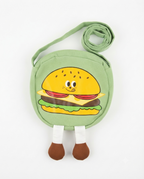 Boys Burger Print T-Shirt & Shorts Set with Matching Sling Bag