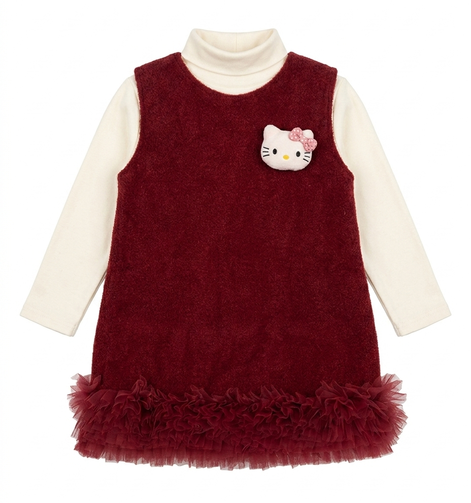 Girls Winter Dress with High Neck Top
