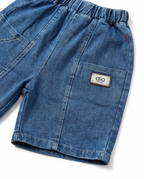 Boys White & Blue Color Block T-Shirt & Denim Shorts