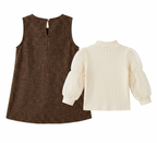 Girls Brown Winter Dress with High Neck Top