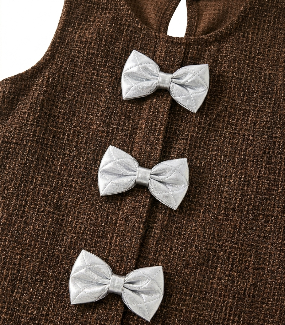 Girls Brown Winter Dress with High Neck Top