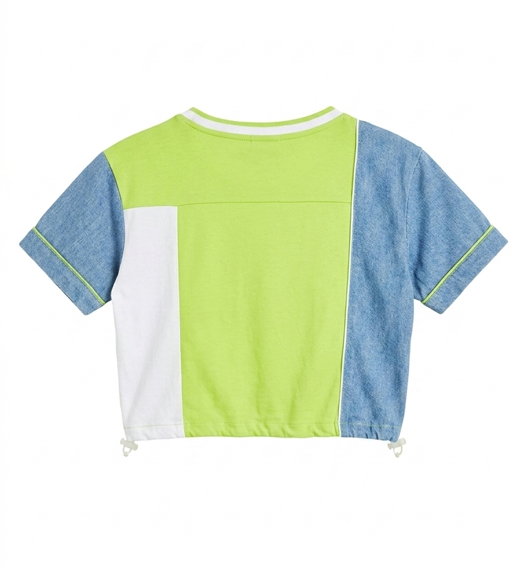 Girls Neon Green Color Block Brooklyn Graphic V-Neck T-Shirt