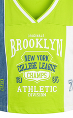 Girls Neon Green Color Block Brooklyn Graphic V-Neck T-Shirt