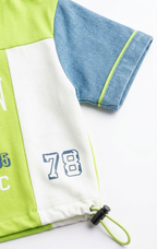 Girls Neon Green Color Block Brooklyn Graphic V-Neck T-Shirt