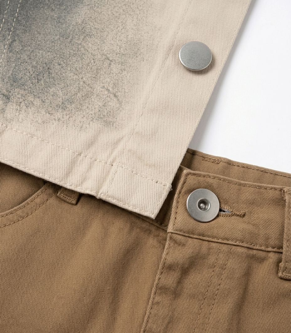Boys Beige Denim Jacket, T-Shirt & Pants 3-Piece Set