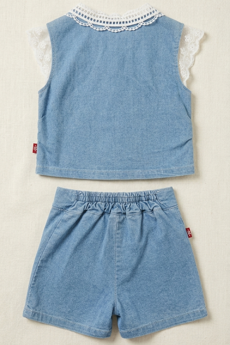 Girls Denim Top and Shorts