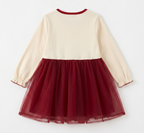 Girls Maroon Tulle Party Dress with Cream Knit Bodice