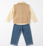 Girls Shirt, Sweater Vest & Jeans 3 Piece Set