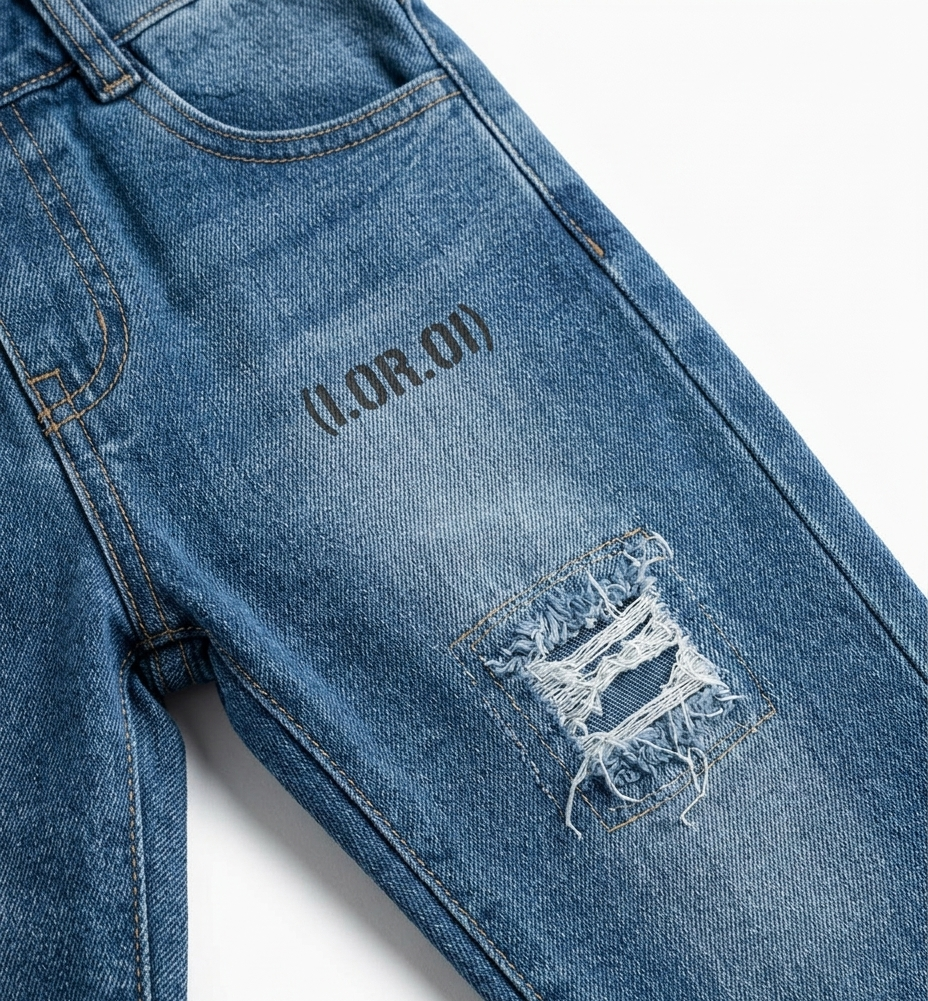 Boys Printed Sweatshirt & Denim Jeans Set