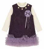 Girls Purple Winter Dress with High Neck Top
