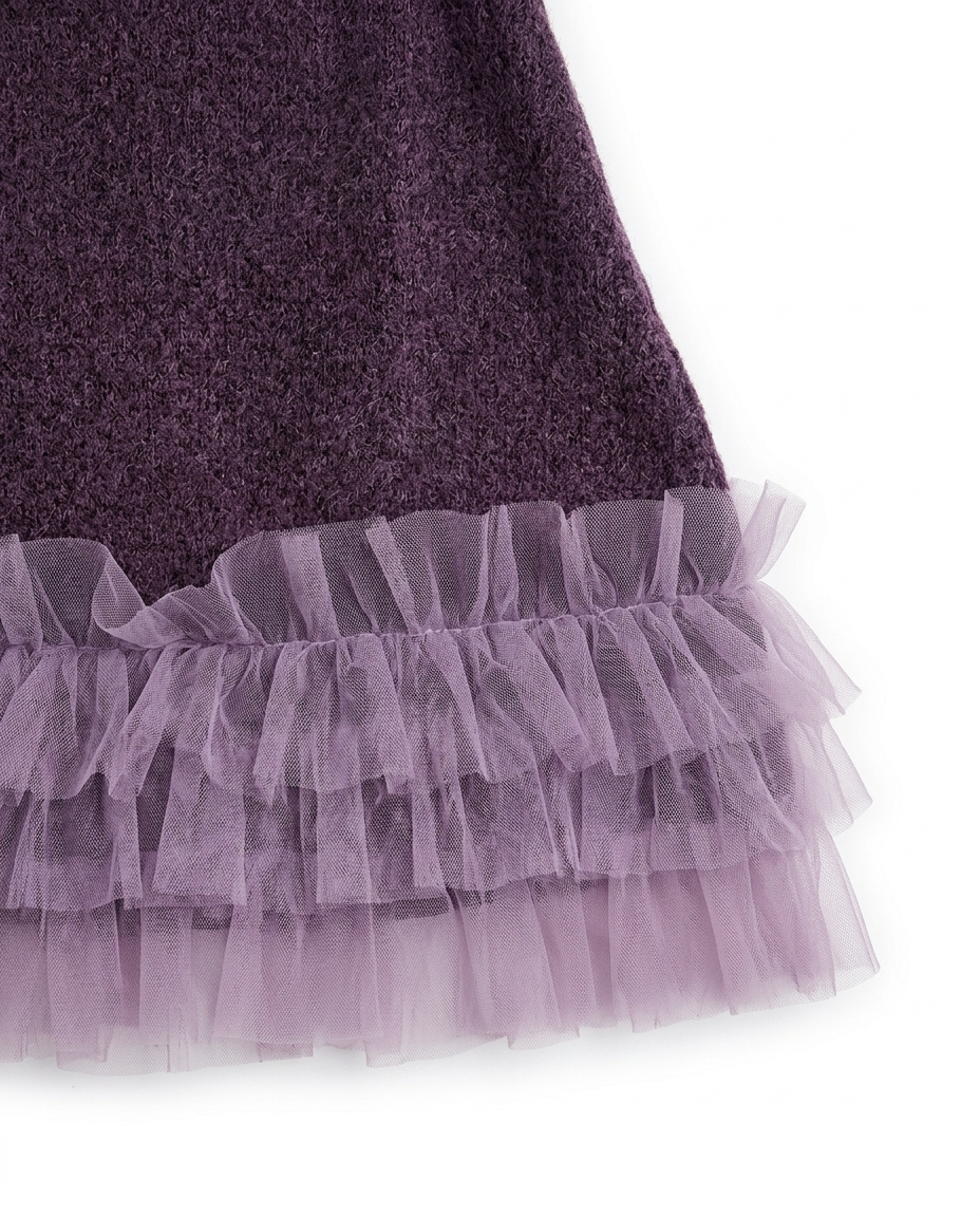Girls Purple Winter Dress with High Neck Top
