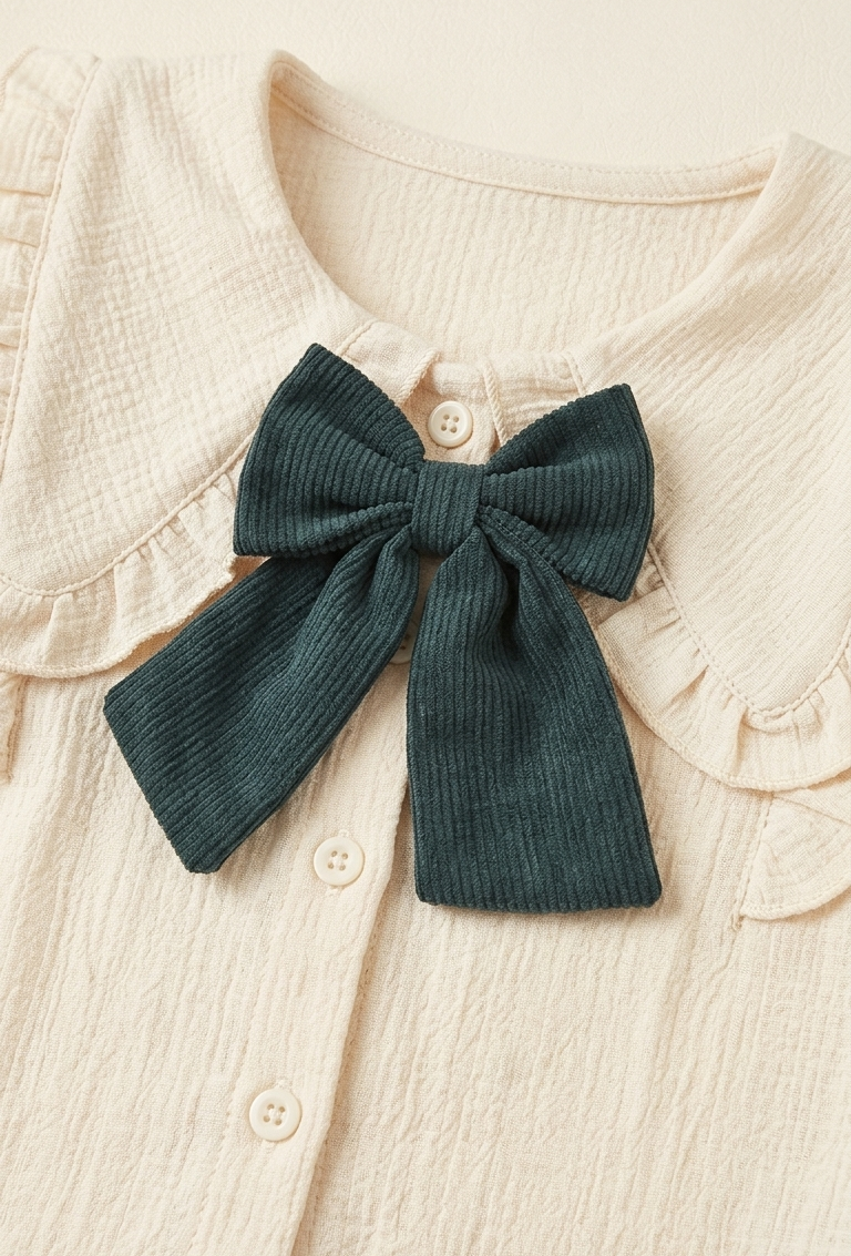 Girls Green Bow Shirt & Cargo Pants Set