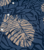 Boys Navy Blue Tropical Leaf Print Shirt & Shorts Co-Ord Set