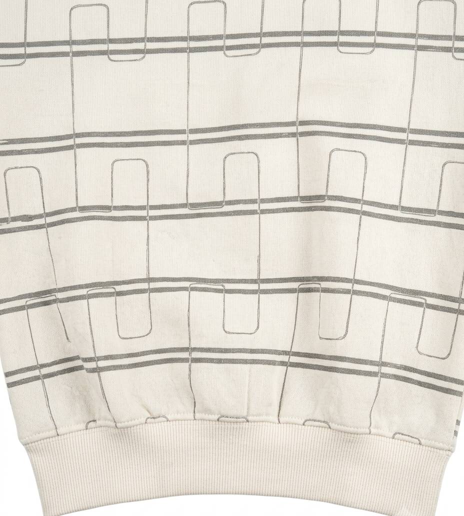 Boys Cream Geometric Printed Full Sleeve Sweatshirt