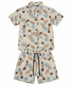 Boys Beige Tropical Floral Print Co-Ord Set