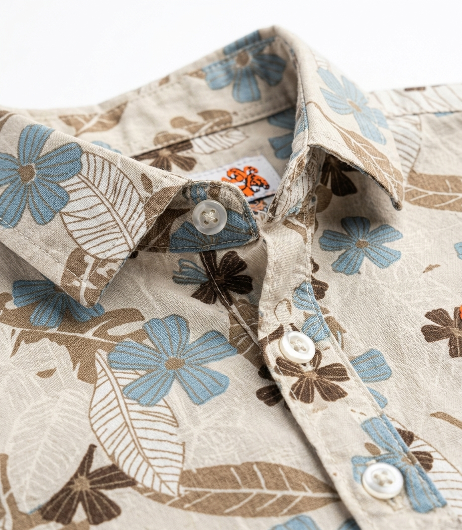 Boys Beige Tropical Floral Print Co-Ord Set