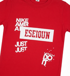 Boys Red Graphic T-Shirt with Denim Cargo Pants