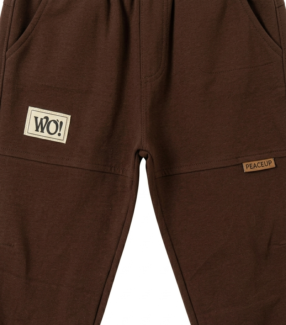Boys Brown Striped Jacket, T-Shirt & Jogger Pants 3-Piece Set