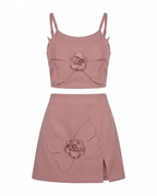 Girls Dusty Pink Butterfly Applique Crop Top & Skirt