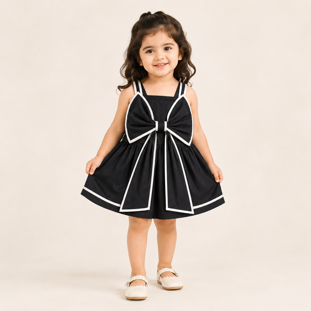 Girls Black Bow Dress
